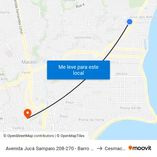 Avenida Jucá Sampaio 208-270 - Barro Duro Maceió - Al República Federativa Do Brasil to Cesmac - Campus IV map