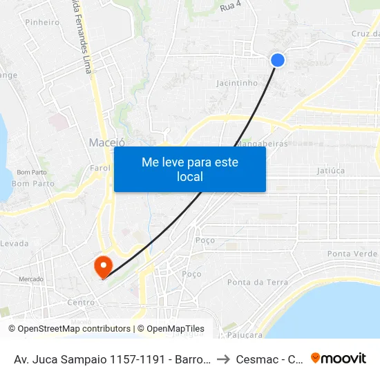 Av. Juca Sampaio 1157-1191 - Barro Duro Maceió - Al Brasil to Cesmac - Campus IV map