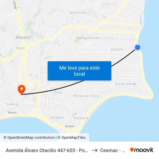 Avenida Álvaro Otacílio 447-655 - Ponta Verde Maceió - Al Brasil to Cesmac - Campus IV map