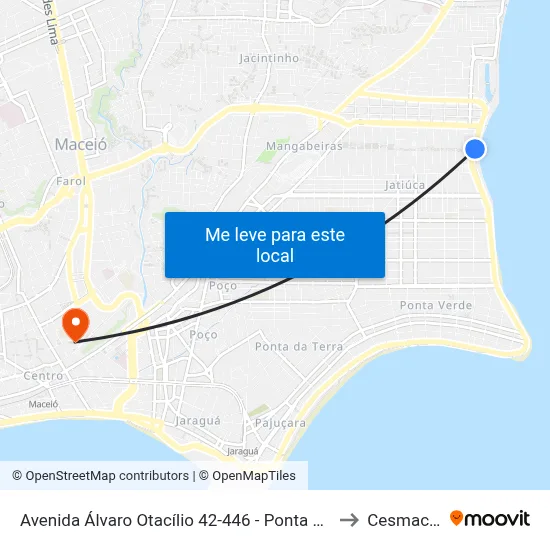 Avenida Álvaro Otacílio 42-446 - Ponta Verde Maceió - Al República Federativa Do Brasil to Cesmac - Campus IV map