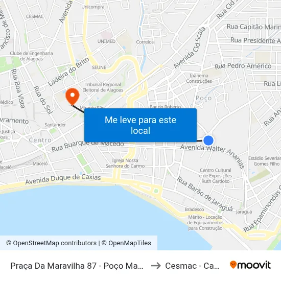 Praça Da Maravilha 87 - Poço Maceió - Al Brasil to Cesmac - Campus IV map