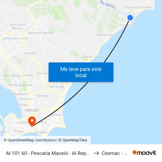 Al-101 60 - Pescaria Maceió - Al República Federativa Do Brasil to Cesmac - Campus IV map