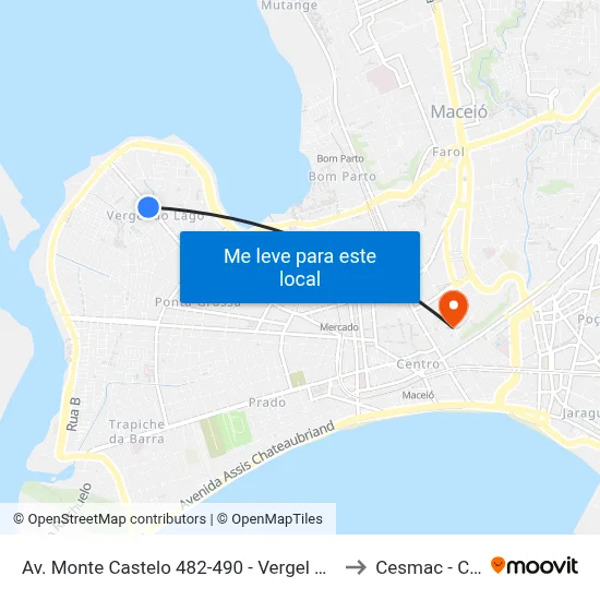 Av. Monte Castelo 482-490 - Vergel Do Lago Maceió - Al Brasil to Cesmac - Campus IV map