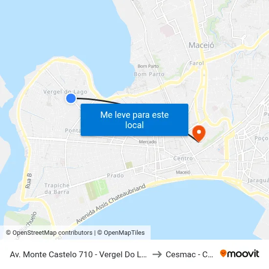 Av. Monte Castelo 710 - Vergel Do Lago Maceió - Al Brasil to Cesmac - Campus IV map