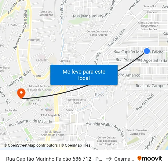 Rua Capitão Marinho Falcão 686-712 - Poço Maceió - Al 57025-260 República Federativa Do Brasil to Cesmac - Campus IV map