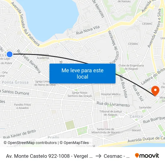 Av. Monte Castelo 922-1008 - Vergel Do Lago Maceió - Al Brasil to Cesmac - Campus IV map