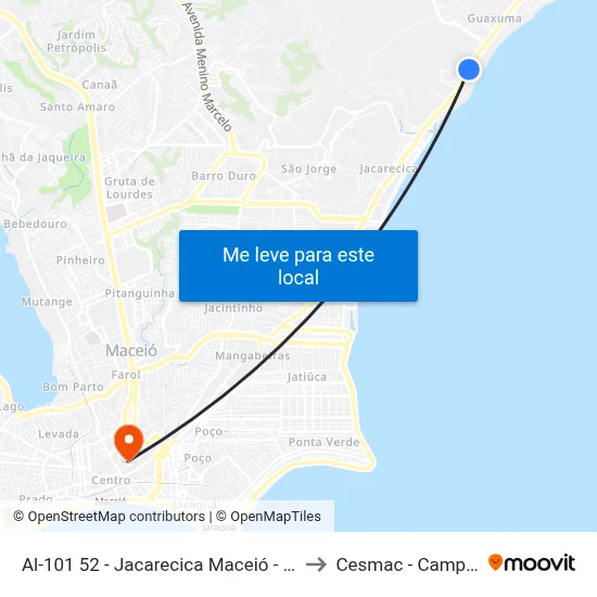 Al-101 52 - Jacarecica Maceió - Al Brasil to Cesmac - Campus IV map