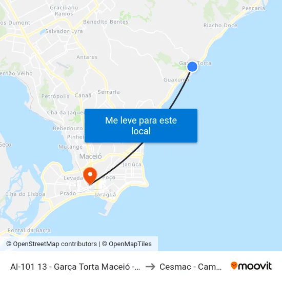 Al-101 13 - Garça Torta Maceió - Al Brasil to Cesmac - Campus IV map