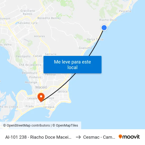 Al-101 238 - Riacho Doce Maceió - Al Brasil to Cesmac - Campus IV map