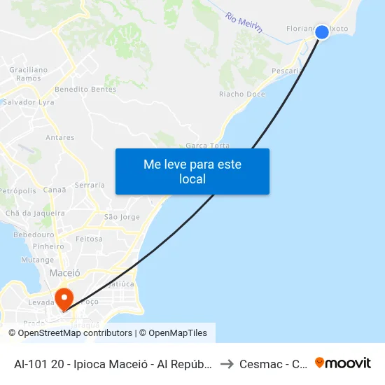 Al-101 20 - Ipioca Maceió - Al República Federativa Do Brasil to Cesmac - Campus IV map