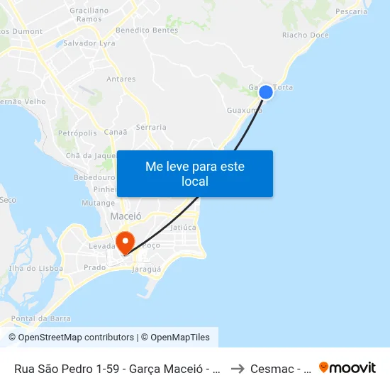 Rua São Pedro 1-59 - Garça Maceió - Al República Federativa Do Brasil to Cesmac - Campus IV map