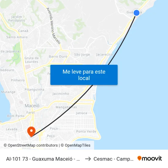 Al-101 73 - Guaxuma Maceió - Al Brasil to Cesmac - Campus IV map
