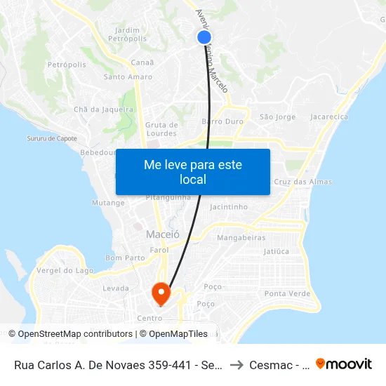 Rua Carlos A. De Novaes 359-441 - Serraria Maceió - Al 57046-775 Brasil to Cesmac - Campus IV map