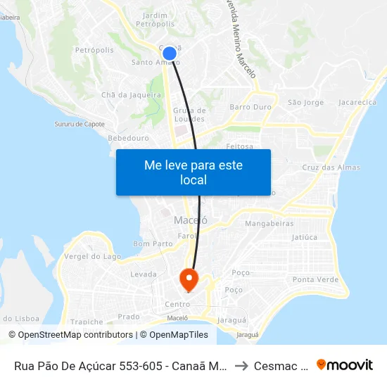 Rua Pão De Açúcar 553-605 - Canaã Maceió - Al República Federativa Do Brasil to Cesmac - Campus IV map