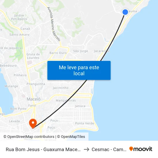 Rua Bom Jesus - Guaxuma Maceió - Al Brazil to Cesmac - Campus IV map