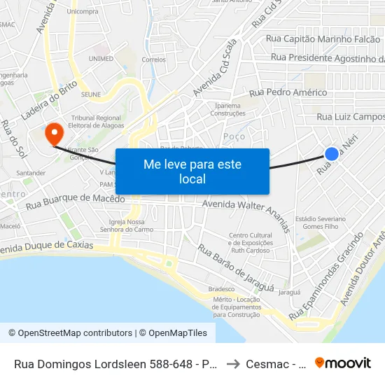 Rua Domingos Lordsleen 588-648 - Ponta Da Terra Maceió - Al Brasil to Cesmac - Campus IV map