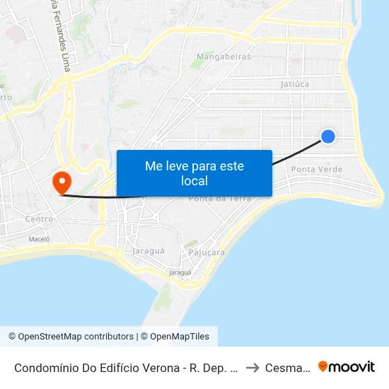 Condomínio Do Edifício Verona - R. Dep. José Lages 350 - Ponta Verde Maceió - Al 57035-330 Brasil to Cesmac - Campus IV map