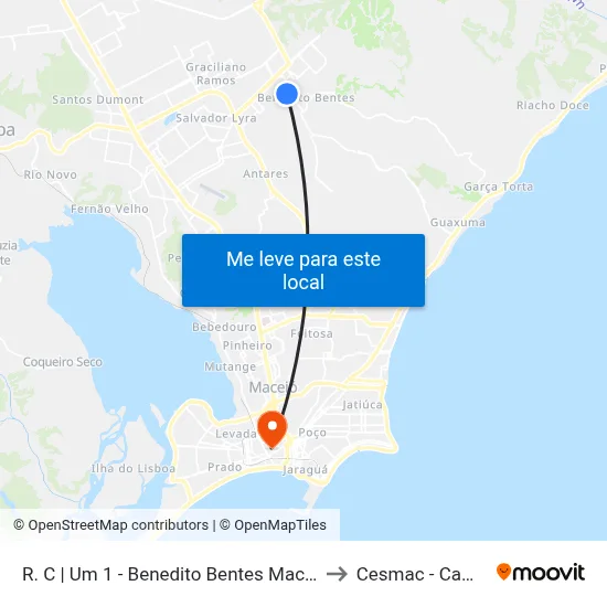 R. C | Um 1 - Benedito Bentes Maceió - Al Brasil to Cesmac - Campus IV map