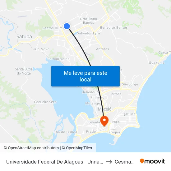 Universidade Federal De Alagoas - Unnamed Road - Cidade Universitária Maceió - Al Brasil to Cesmac - Campus IV map