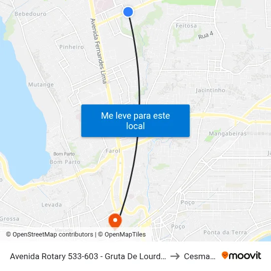 Avenida Rotary 533-603 - Gruta De Lourdes Maceió - Al 57052-480 República Federativa Do Brasil to Cesmac - Campus IV map