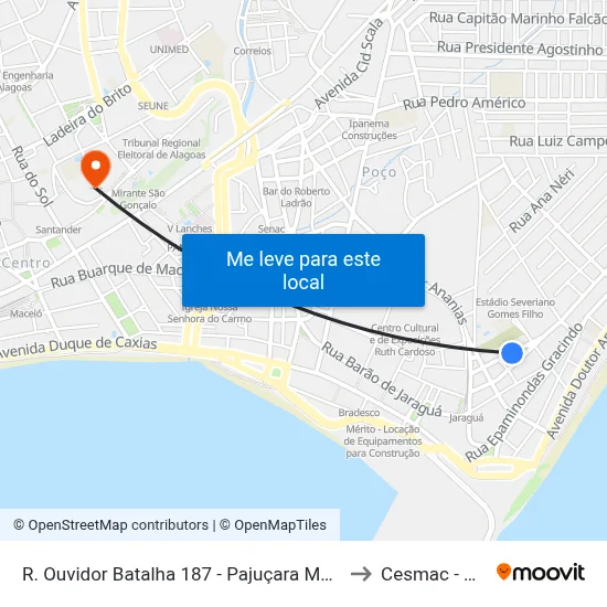 R. Ouvidor Batalha 187 - Pajuçara Maceió - Al 57030-130 Brasil to Cesmac - Campus IV map