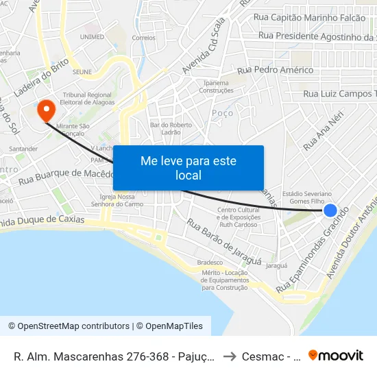 R. Alm. Mascarenhas 276-368 - Pajuçara Maceió - Al 57030-010 Brasil to Cesmac - Campus IV map