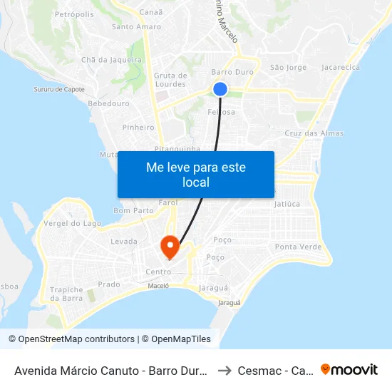 Avenida Márcio Canuto - Barro Duro Maceió - Al Brasil to Cesmac - Campus IV map