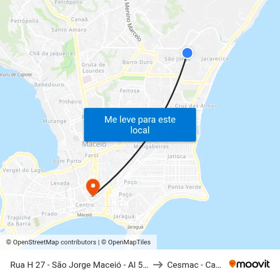 Rua H 27 - São Jorge Maceió - Al 57044-101 Brasil to Cesmac - Campus IV map