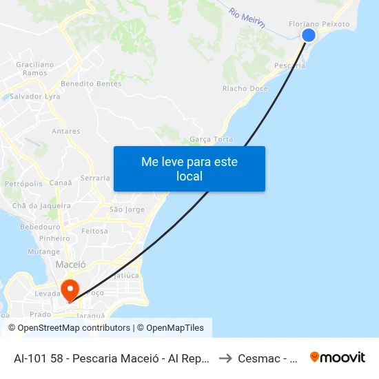 Al-101 58 - Pescaria Maceió - Al República Federativa Do Brasil to Cesmac - Campus IV map