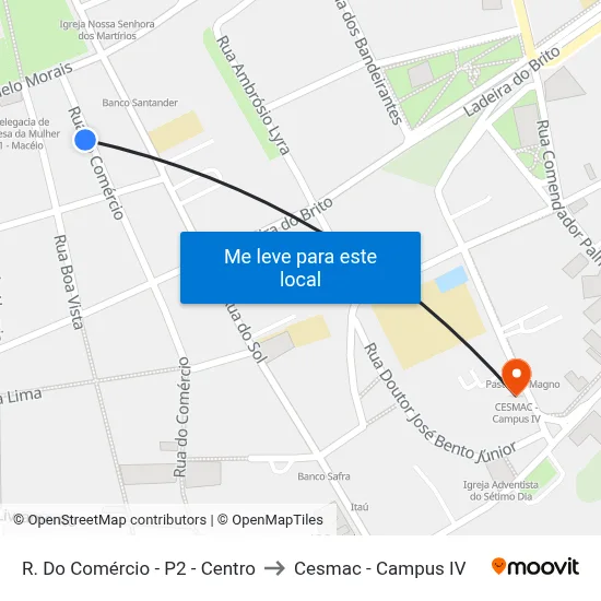 R. Do Comércio - P2 - Centro to Cesmac - Campus IV map