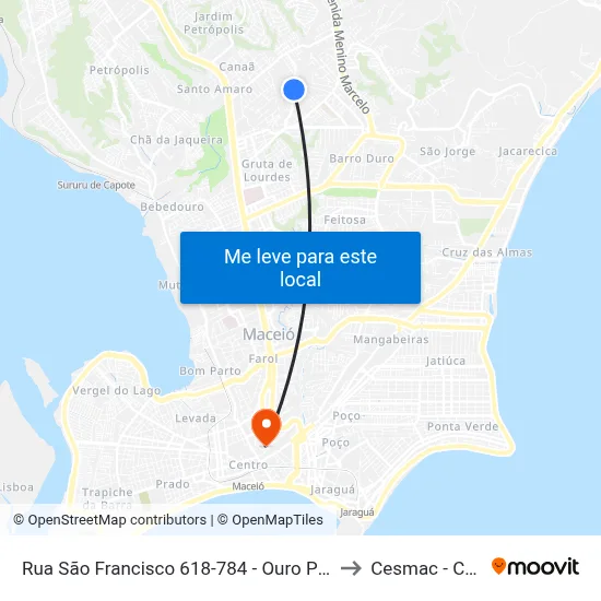 Rua São Francisco 618-784 - Ouro Preto Maceió - Al Brasil to Cesmac - Campus IV map
