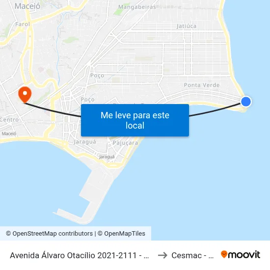 Avenida Álvaro Otacílio 2021-2111 - Ponta Verde Maceió - Al Brasil to Cesmac - Campus IV map