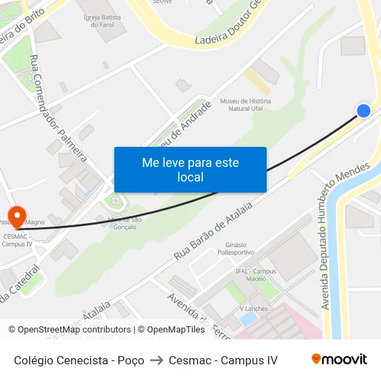Colégio Cenecista - Poço to Cesmac - Campus IV map