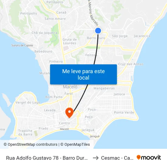 Rua Adolfo Gustavo 78 - Barro Duro Maceió - Al Brasil to Cesmac - Campus IV map