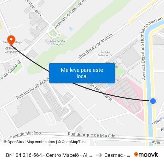 Br-104 216-564 - Centro Maceió - Al República Federativa Do Brasil to Cesmac - Campus IV map