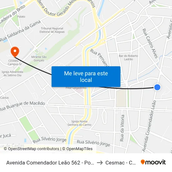 Avenida Comendador Leão 562 - Poço Maceió - Al Brasil to Cesmac - Campus IV map