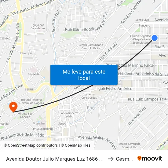 Avenida Doutor Júlio Marques Luz 1686-1768 - Jatiúca Maceió - Al 57035-700 República Federativa Do Brasil to Cesmac - Campus IV map