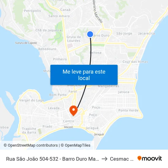 Rua São João 504-532 - Barro Duro Maceió - Al República Federativa Do Brasil to Cesmac - Campus IV map