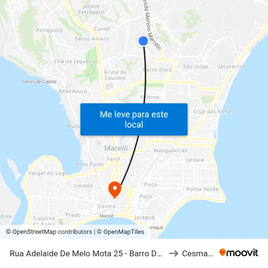 Rua Adelaide De Melo Mota 25 - Barro Duro Maceió - Al 57045-680 República Federativa Do Brasil to Cesmac - Campus IV map