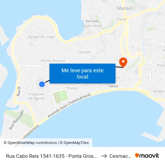 Rua Cabo Reis 1541-1635 - Ponta Grossa Maceió - Al República Federativa Do Brasil to Cesmac - Campus IV map