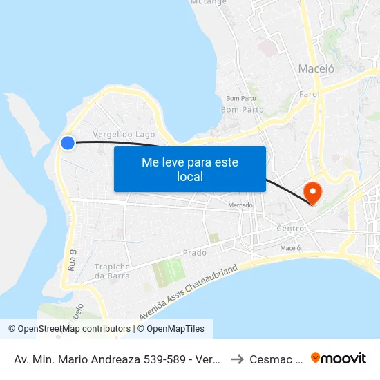 Av. Min. Mario Andreaza 539-589 - Vergel Do Lago Maceió - Al 57015-880 Brasil to Cesmac - Campus IV map