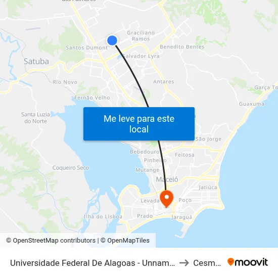 Universidade Federal De Alagoas - Unnamed Road - Cidade Universitária Maceió - Al República Federativa Do Brasil to Cesmac - Campus IV map
