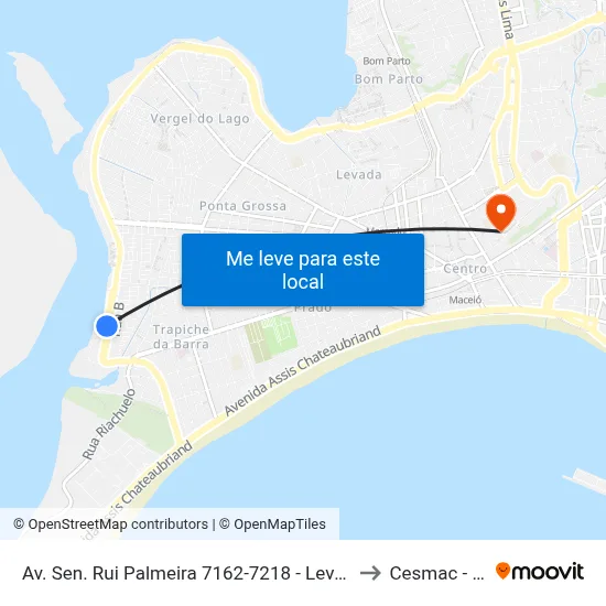 Av. Sen. Rui Palmeira 7162-7218 - Levada Maceió - Al 57017-175 Brasil to Cesmac - Campus IV map