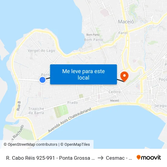 R. Cabo Réis 925-991 - Ponta Grossa Maceió - Al 57014-260 Brasil to Cesmac - Campus IV map