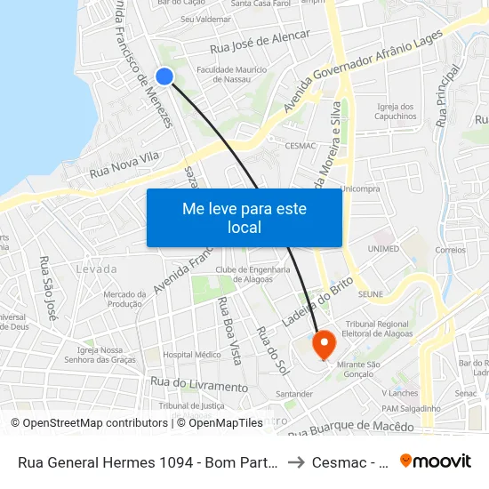 Rua General Hermes 1094 - Bom Parto Maceió - Al 57017-200 Brasil to Cesmac - Campus IV map