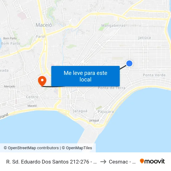 R. Sd. Eduardo Dos Santos 212-276 - Ponta Verde Maceió - Al Brasil to Cesmac - Campus IV map