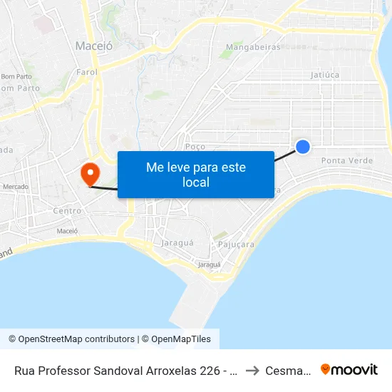 Rua Professor Sandoval Arroxelas 226 - Ponta Verde Maceió - Al República Federativa Do Brasil to Cesmac - Campus IV map