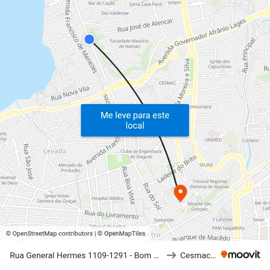 Rua General Hermes 1109-1291 - Bom Parto Maceió - Al República Federativa Do Brasil to Cesmac - Campus IV map