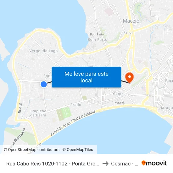 Rua Cabo Réis 1020-1102 - Ponta Grossa Maceió - Al 57014-260 Brasil to Cesmac - Campus IV map