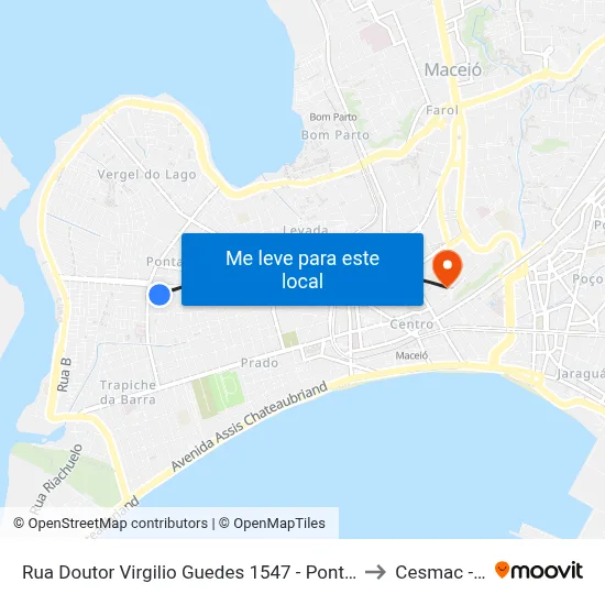 Rua Doutor Virgilio Guedes 1547 - Ponta Grossa Maceió - Al 57014-220 Brasil to Cesmac - Campus IV map